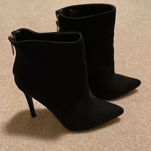 NWOT Black Suede heeled Booties - Picture 3 of 8